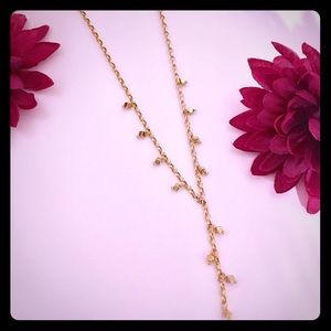 14k yellow gold Y-style necklace w/dangle accents